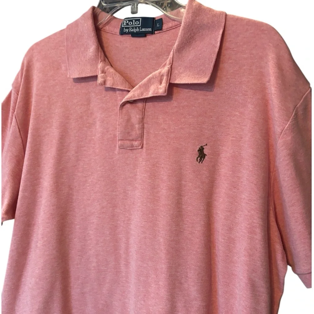 Vintage Polo Shirt Polo Ralph Lauren Short Sleeve Pony Shirt Coral Size Large